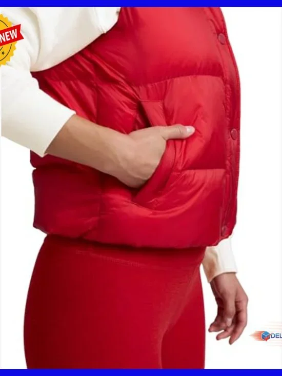 Relaxed Fit Puffer Vest with Zip Front and Adjustable Waist Cinch - Picture 2 of 4